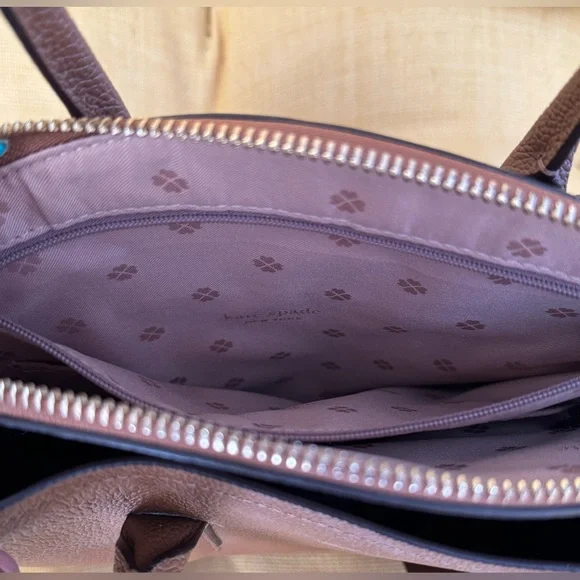 Kate Spade Medium Top Handle Satchel: Brown Leather w/ Removeable Shoulder Strap - Picture 10 of 13